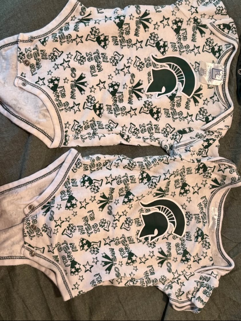 Pro Edge Green and White Baby Bodysuit Michigan State